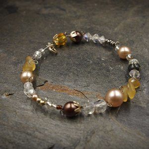 Pearl and Crystal Beaded Handmade Bracelet